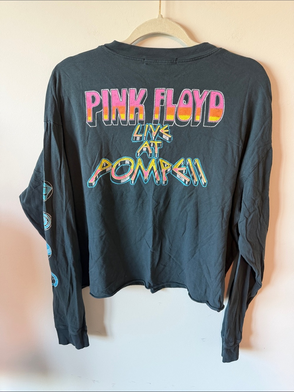 Daydreamer Pink Floyd Pompeii Long Sleeve Crop Vintage Tee - Picture 5 of 8